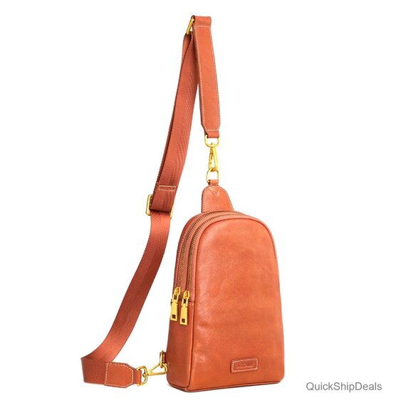 Leather Crossbody Sling Bag RFID Anti-Theft Adjustable Strap Purse